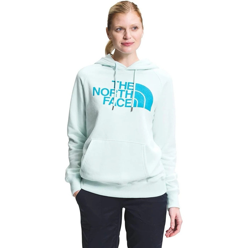The North Face Women's Half‎ Dome Pullover Hoodie Light Blue Logo Size Large